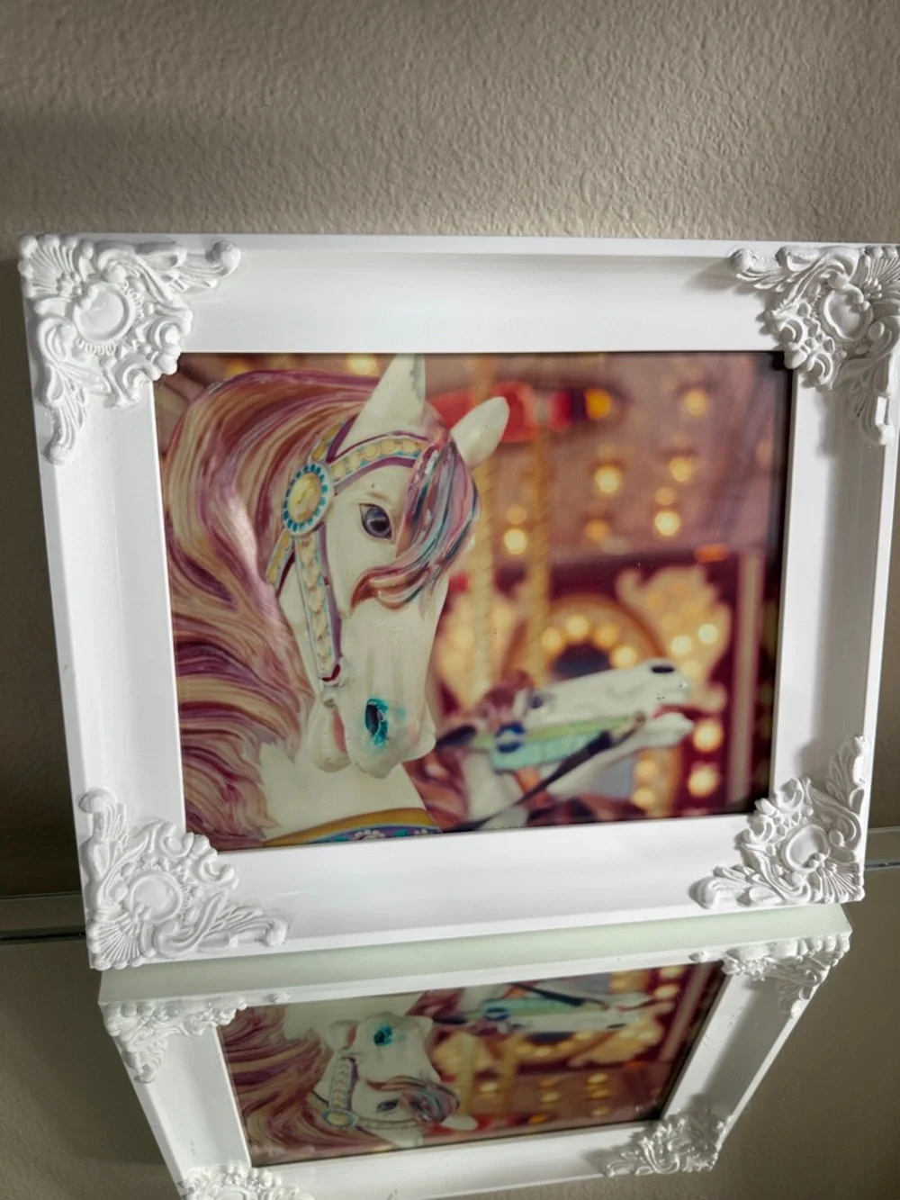 Carousel horse prints carousel framed artwork 10x12 white wood frames